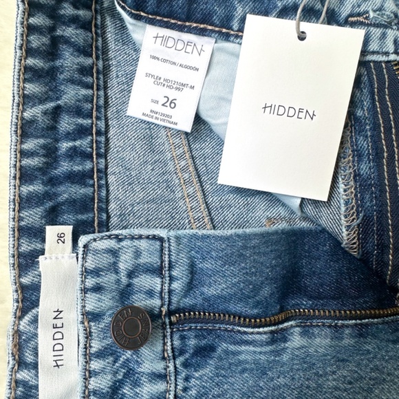 HIDDEN Zoey Tapered Mom High Rise Ankle Crop Acid Wash 100% Cotton Jeans - Picture 10 of 12